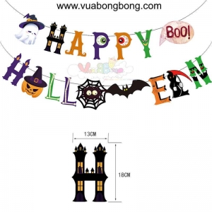 Banner dây cờ HAPPY HALLOWEEN bằng giấy mẫu 01